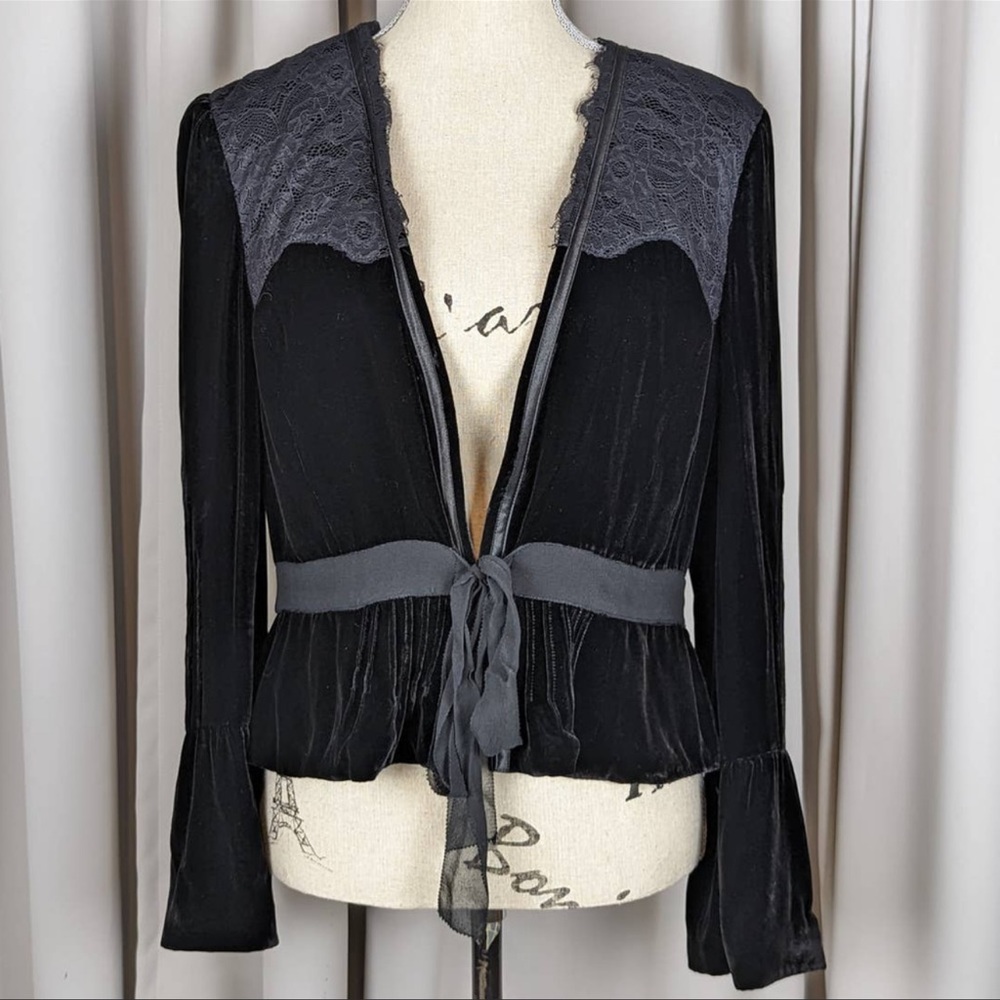 Calvin Klein Black Velvet & Lace Jacket Blazer | Size M